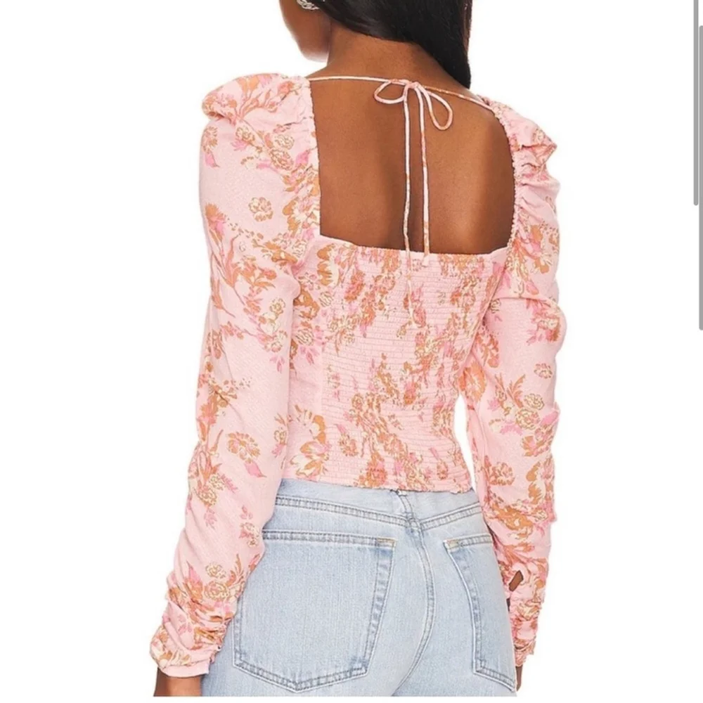 Free People Hilary Pink Floral Blouse Size XS Boho Cottagecore Romantic